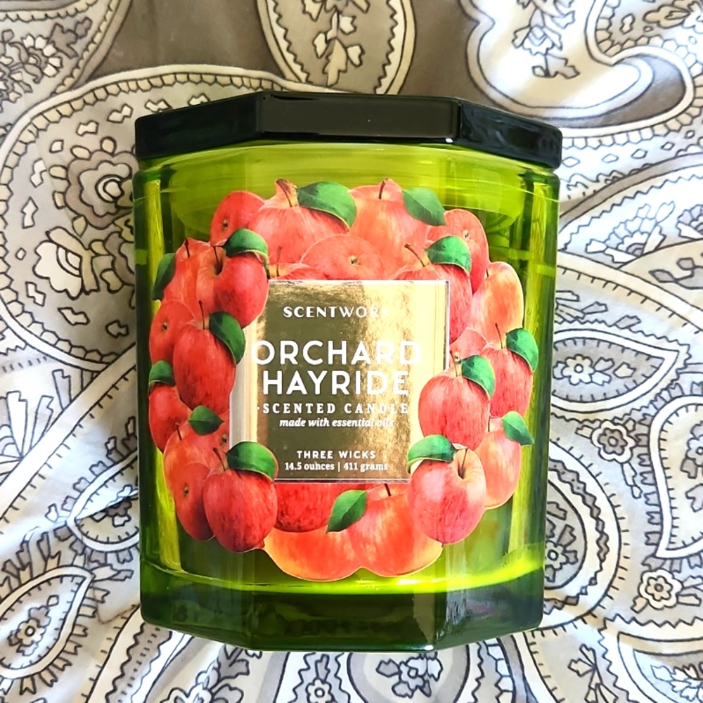NEW Scentworx Orchard Hayride 3 Wick Candle Slatkin